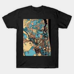 Gold Coast Map Pattern in Mid Century Pastel T-Shirt